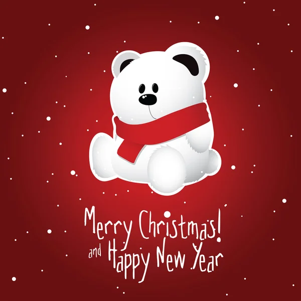 Carte postale de Noël avec ours en peluche — Image vectorielle