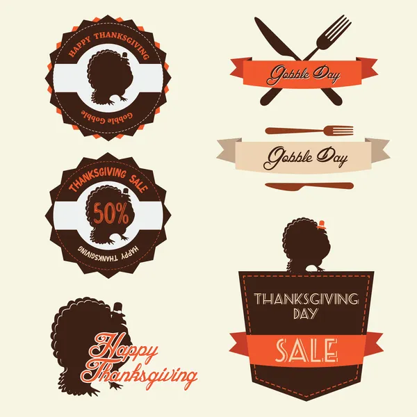 Set of vintage thanksgiving day labels and badges — Stock Vector