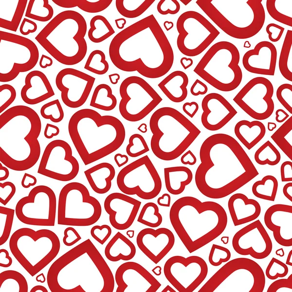 Corazón rojo brillante patrón de fondo sin costuras — Archivo Imágenes Vectoriales