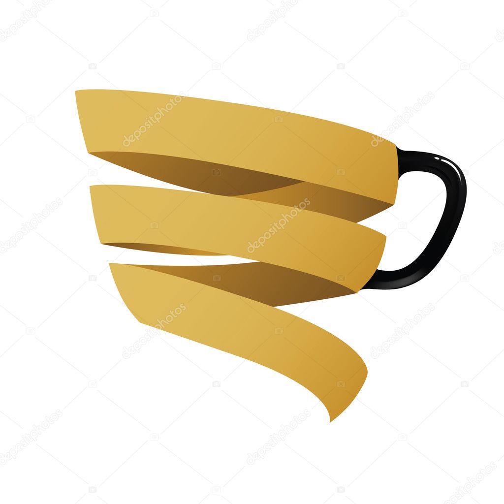 Stylized gold satin coffee cup cafe logo/menu template