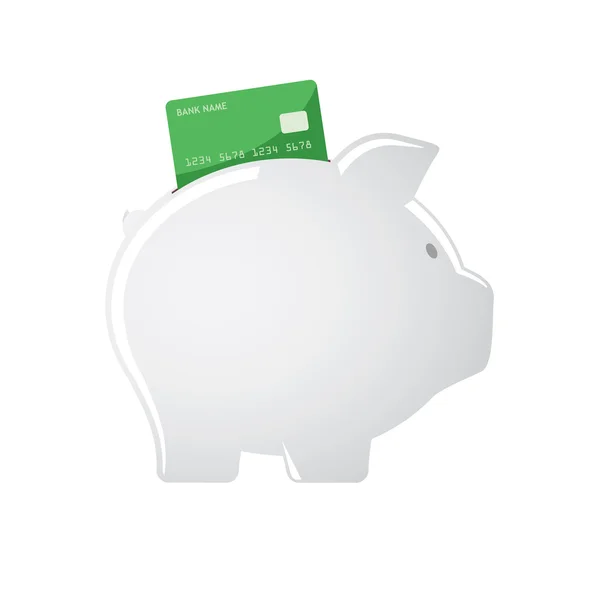 Piggy bank acepta tarjetas de crédito — Vector de stock