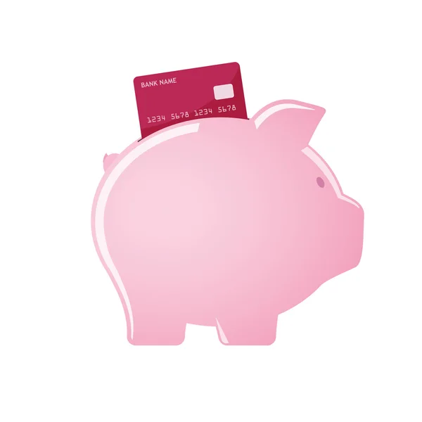 Piggy bank accepting credit cards — Stock Vector