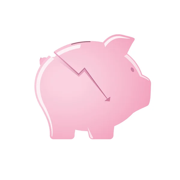 Gebarsten piggy bank — Stockvector