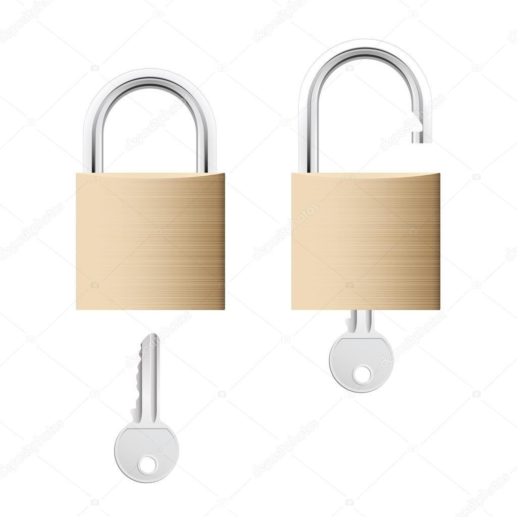 Locked and unlocked locks with keys