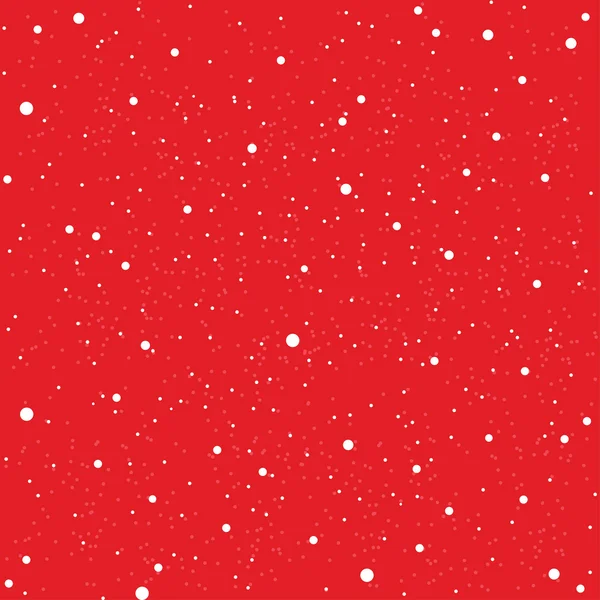 Nieve blanca cayendo sobre fondo rojo — Vector de stock