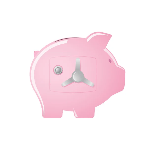 Pink piggy bank with a safe door — Stock Vector