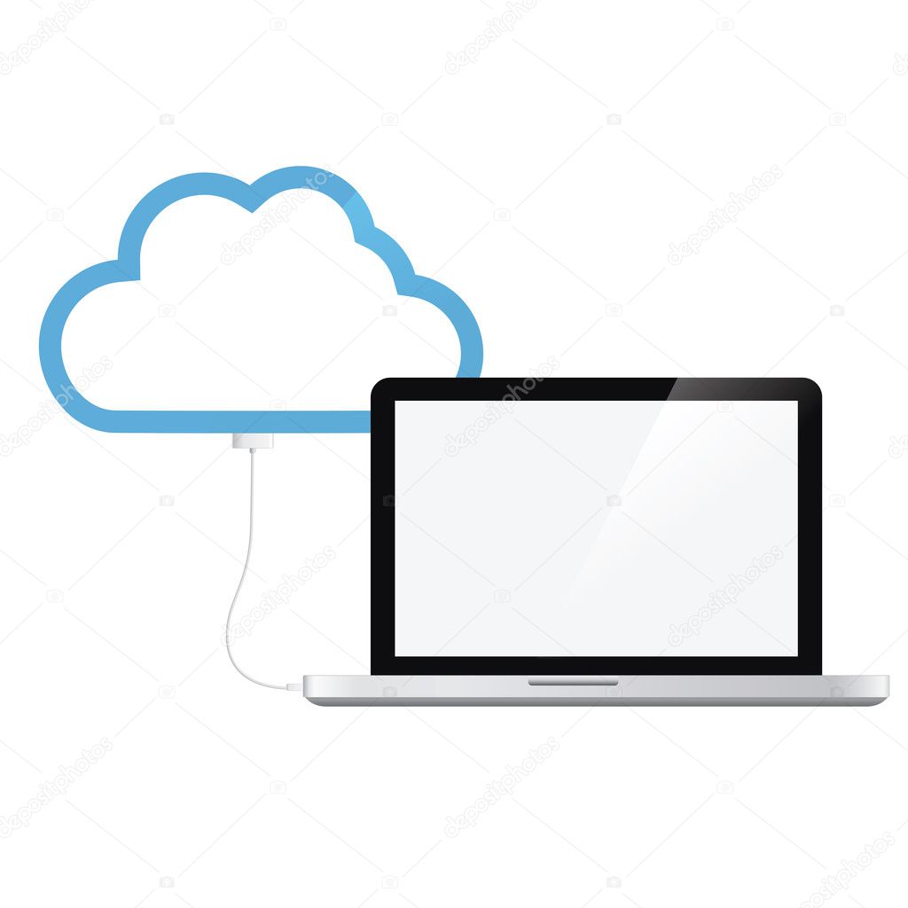 Cloud computing concept with modern laptop