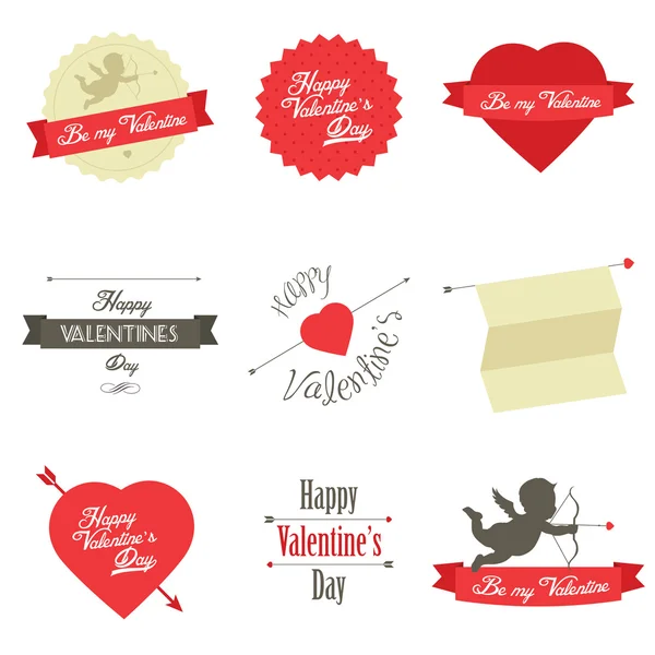 Ensemble d'étiquettes et d'insignes pour la Saint-Valentin — Image vectorielle