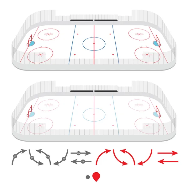 Isométrica pista de hockey sobre hielo — Vector de stock
