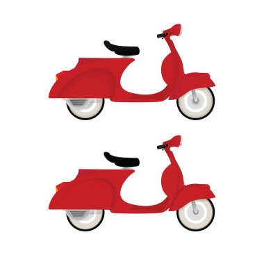 Beyaz arka plan üzerinde izole kırmızı vintage motorlu bisiklet