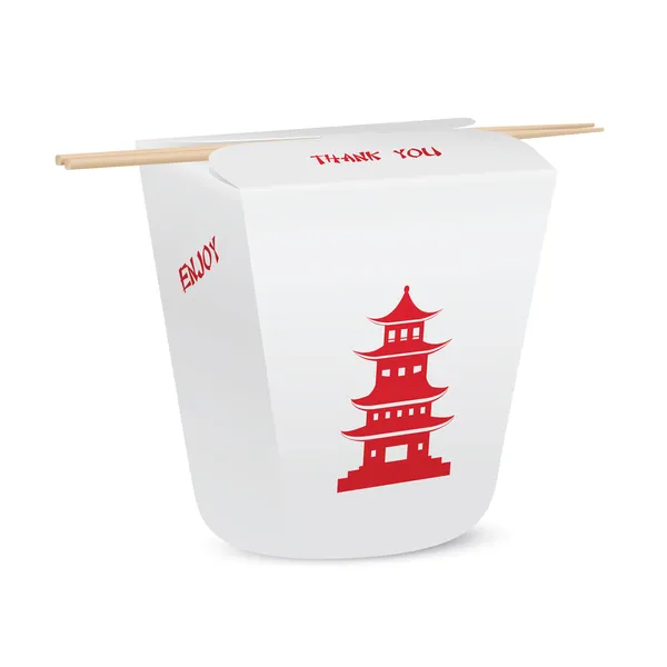 Chinese restaurant closed take out box with chopsticks — Stock Vector