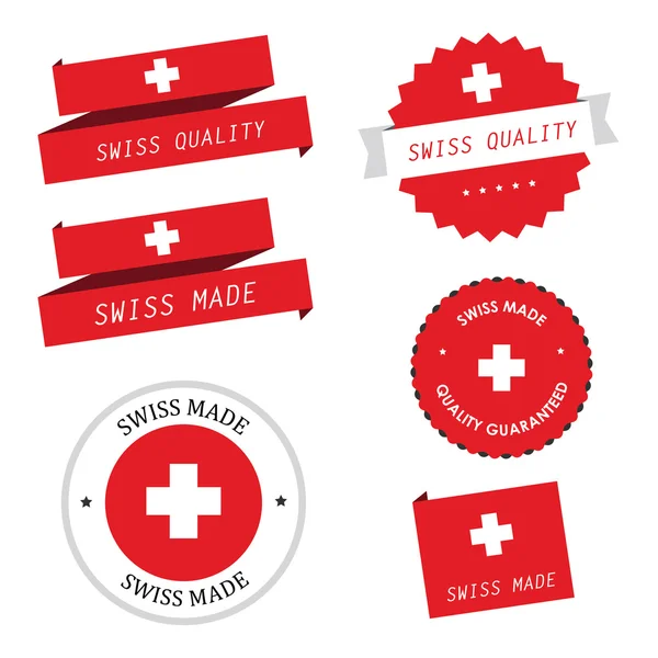 Swiss gemaakt etiketten, insignes en stickers — Stockvector