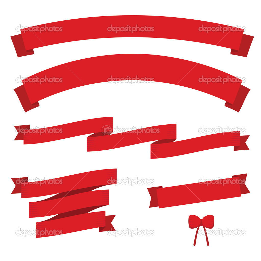 Set of red vintage ribbons