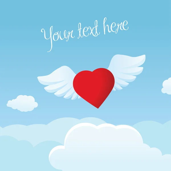 Moldura brilhante do Dia dos Namorados com coração voador —  Vetores de Stock