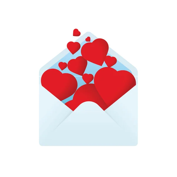 Envelope with filled hearts — Stock Vector