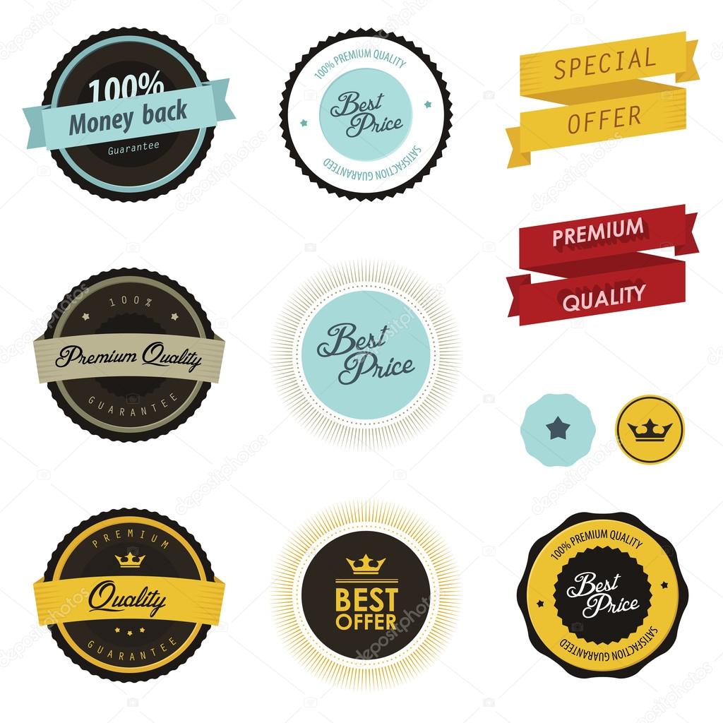Set of vintage sale labels, badges and stickers
