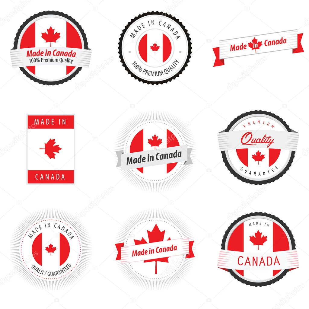 Made in Canada labels, badges and stickers
