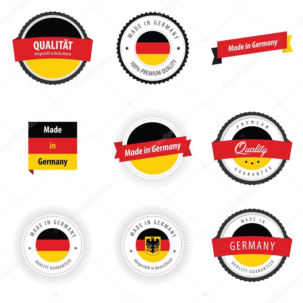Made in Germany labels and badges