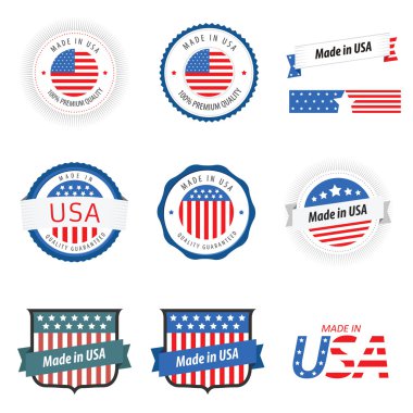 Made in USA labels, badges and stickers clipart