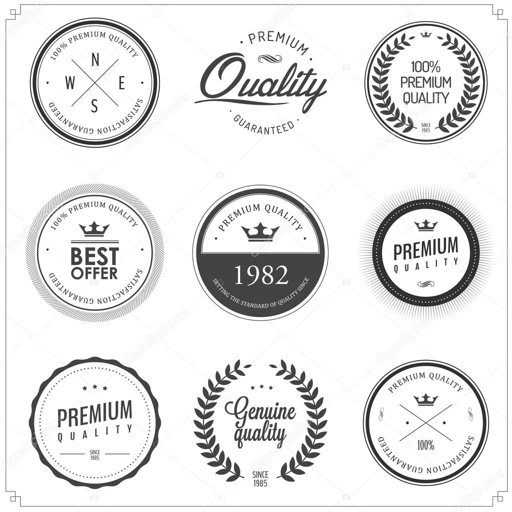 Set of vintage monochrome retail labels and badges Stock Vector Image ...