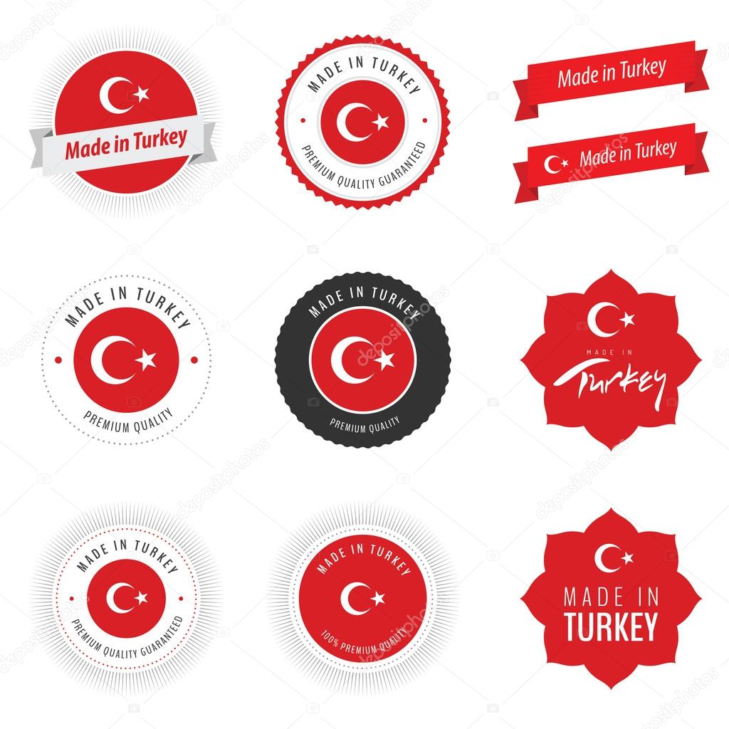 Made in Turkey labels, badges and stickers