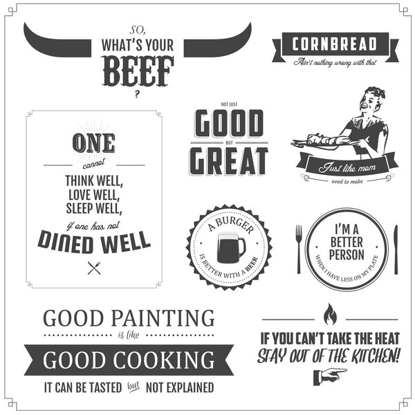 Набор элементов меню ресторана
