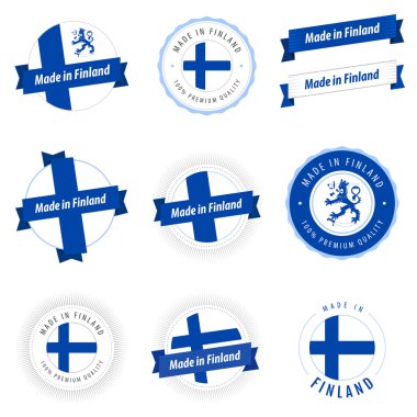 Set of Made in Finland labels and ribbons clipart