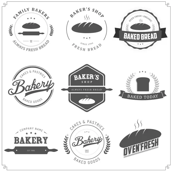 Ensemble d'étiquettes de boulangerie et d'éléments de design — Image vectorielle