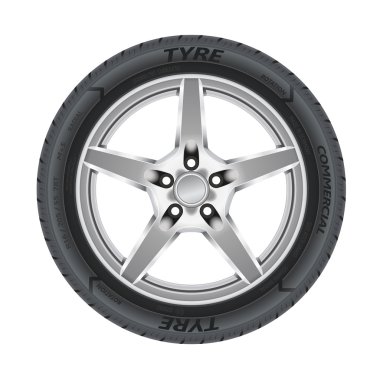 Detailed illustration of alloy car wheel with a tire. clipart