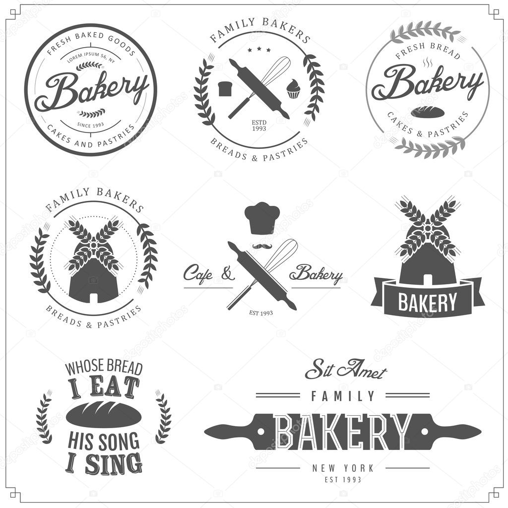 Set of bakery labels, badges and design elements