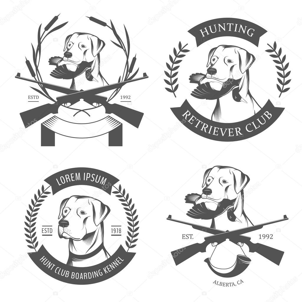 Set of hunting retriever vintage logos, labels and badges