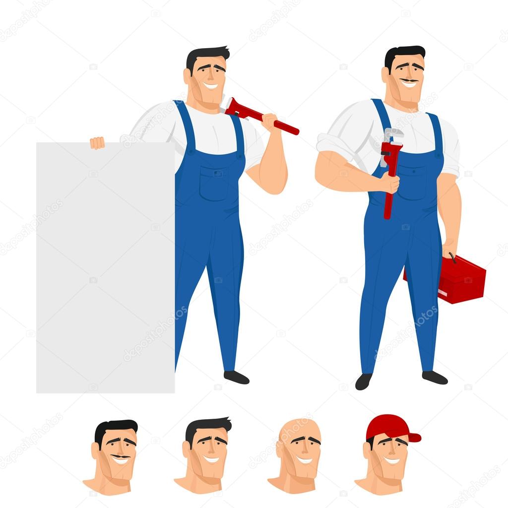 Funny plumber mascot