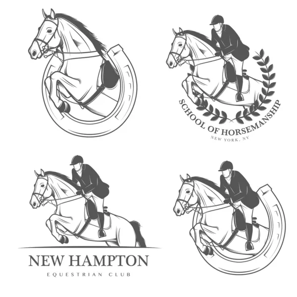 Set of equestrian labels and badges — Stock Vector