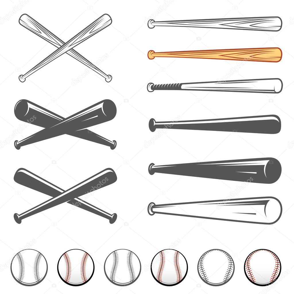 Set of baseball club emblem design elements