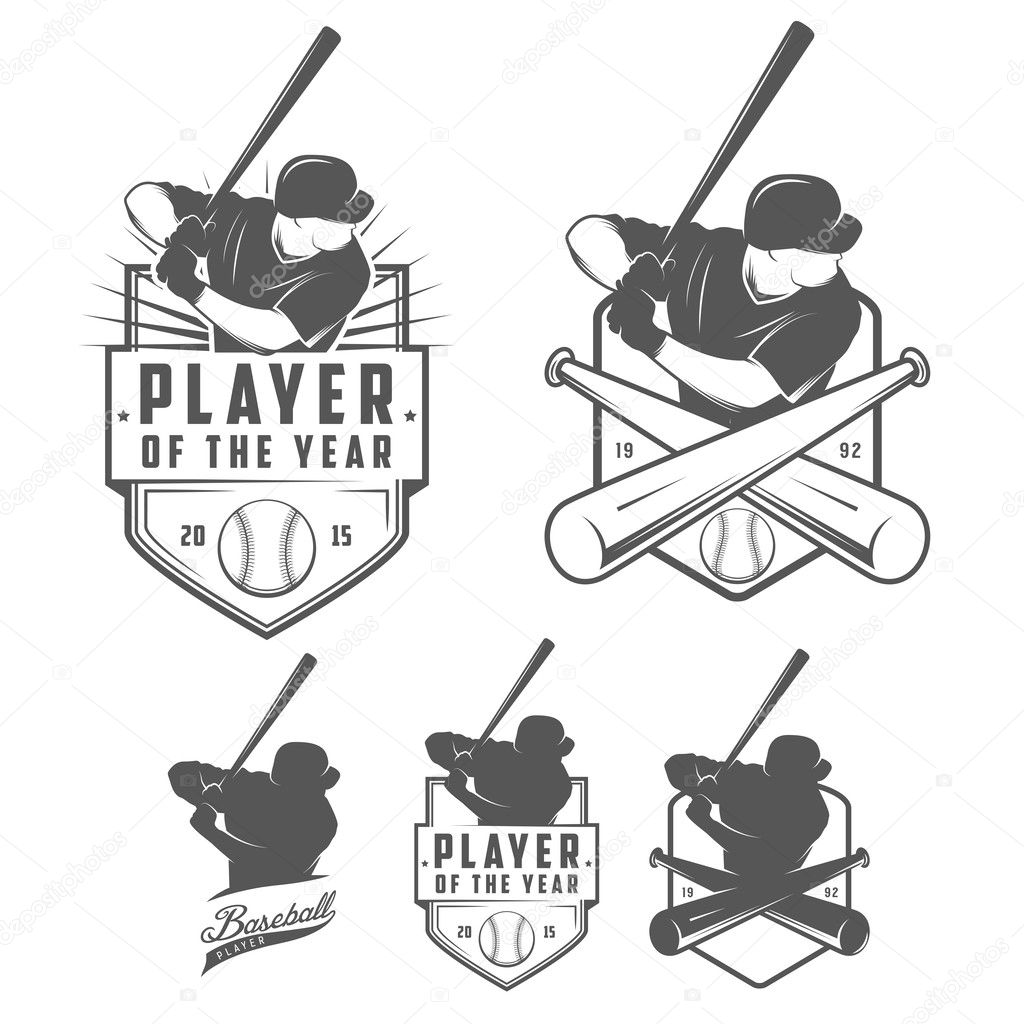Set of baseball labels and badges