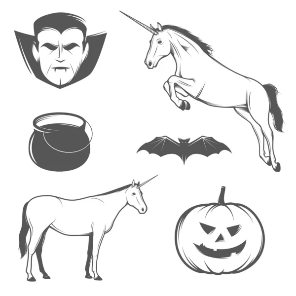 Set van halloween tekens en ontwerpelementen — Stockvector