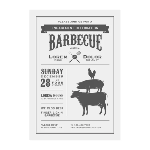 Biglietto invito barbecue — Vettoriale Stock