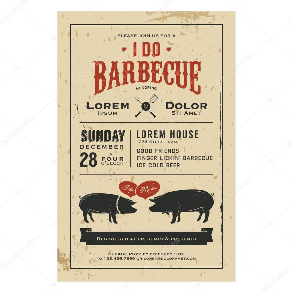 Vintage 'I Do' Barbecue invitation card