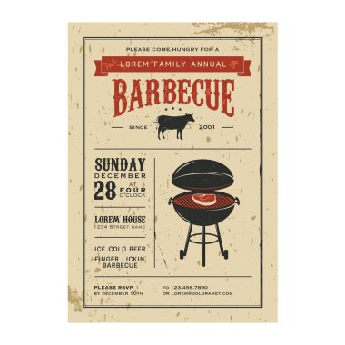 Vintage Barbekü Davetiyesi