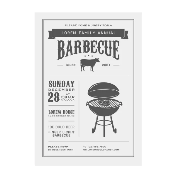 Invitación barbacoa Vintage — Vector de stock