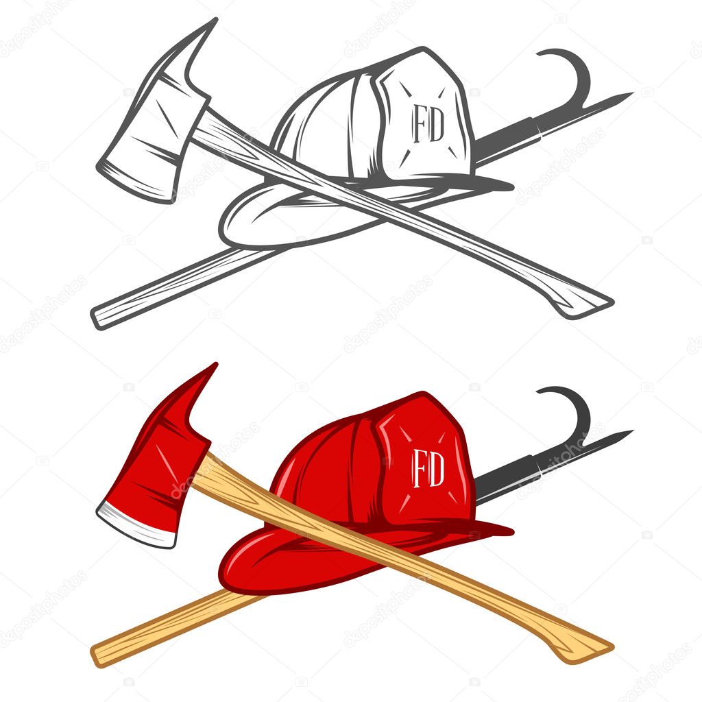 Аirefighter helm with crossed axe and pike pole