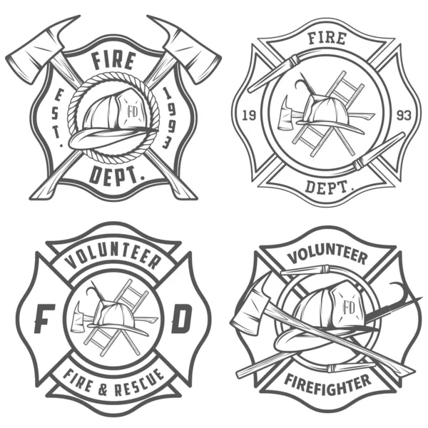 Conjunto de emblemas del departamento de bomberos — Vector de stock