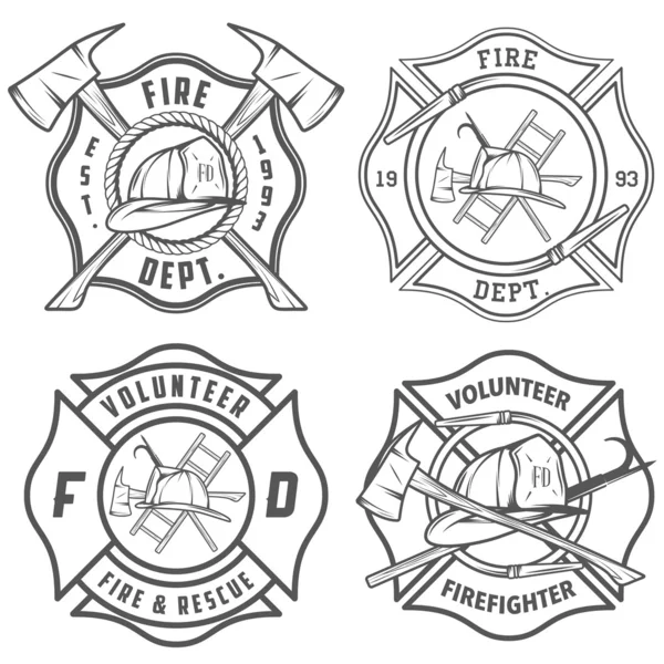 Set von Feuerwehr-Emblemen — Stockvektor