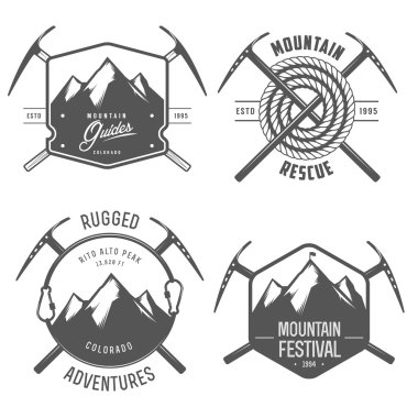 Set of vintage mountain explorer labels and badges clipart