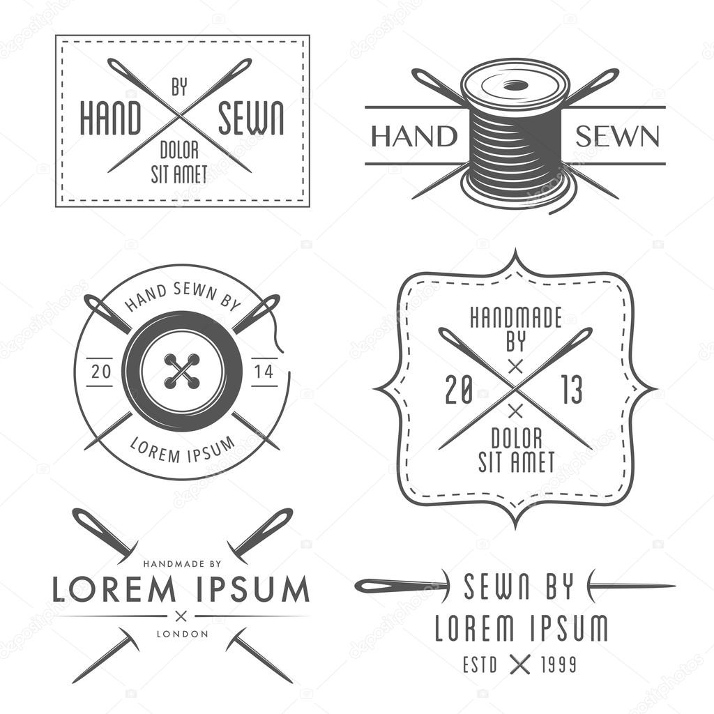 Set of tailor labels and emblems