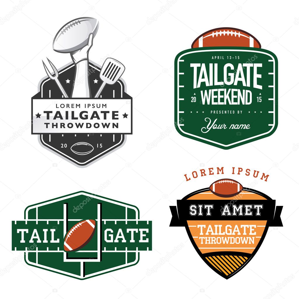 Set of American football tailgate party labels, badges and design elements