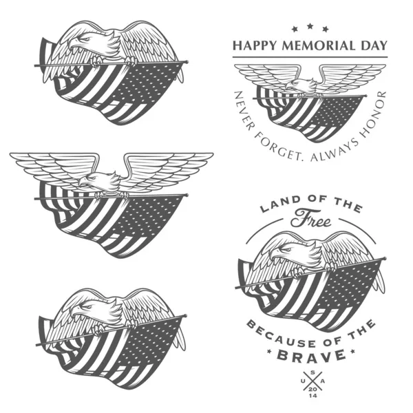 美国国旗的飞的猎鹰 (老鹰) — 图库矢量图片