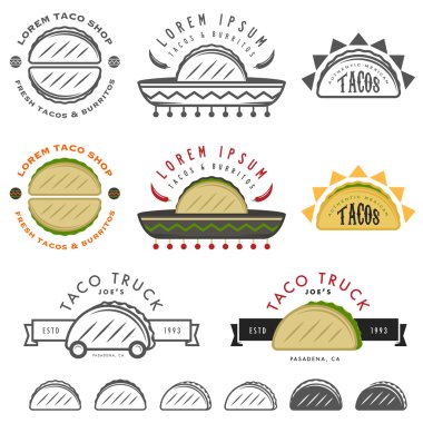 Meksikalı taco tasarım öğeleri