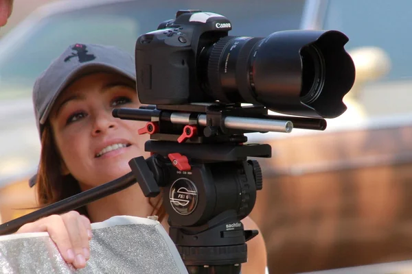 Danielle Harris en el set de "Among Friends" dirigida por Danielle Harris , — Foto de Stock