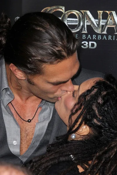 Jason Momoa, Lisa Bonet at the "Conan The Barbarian" World Premiere, Regal — Stock Photo, Image